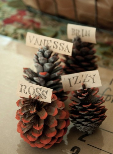 thanksgiving pinecone placecard