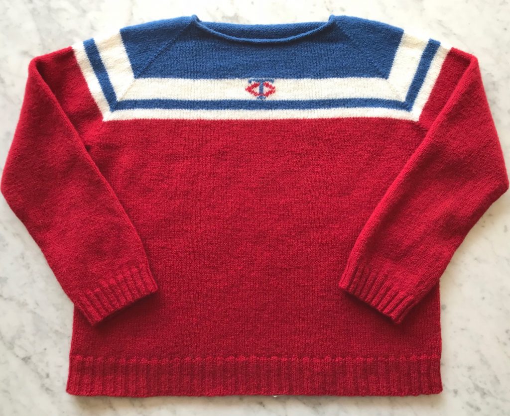 Just Crafty Enough Finished MN Twins Opening Day Sweater